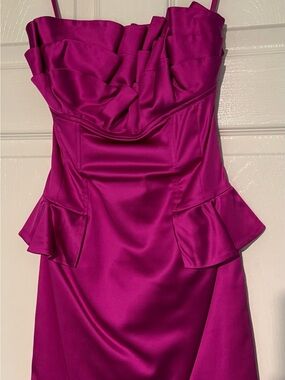 Ted Baker Strapless Fuchsia Satin Peplum Cocktail Dress - Worn Once!